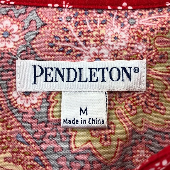 Pendleton Red Print Button Down Shirt, Medium - Picture 5 of 7